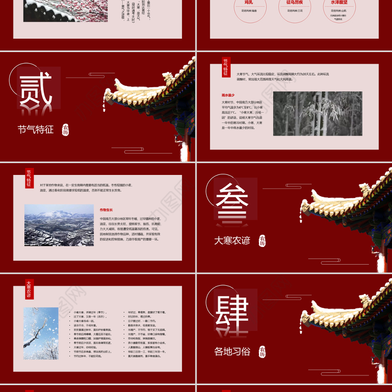 中国红宫墙古风二十四节气之大寒ppt
