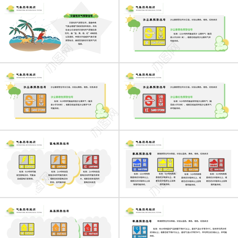 2022国际气象节PPT蓝色卡通简约关注气象知识与健康专题课件模板