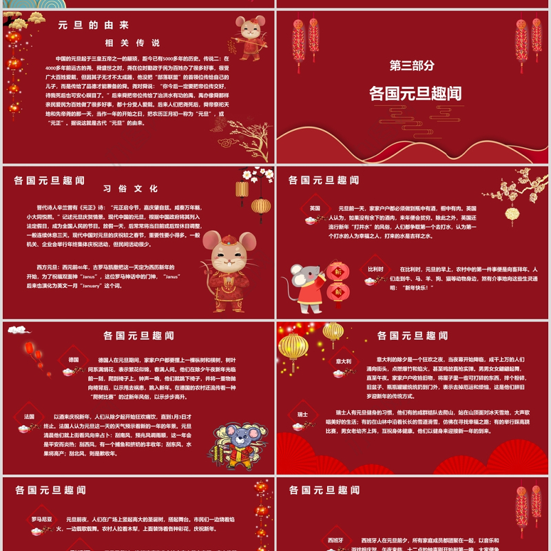 2021元旦快乐中国红时尚元旦快乐模板