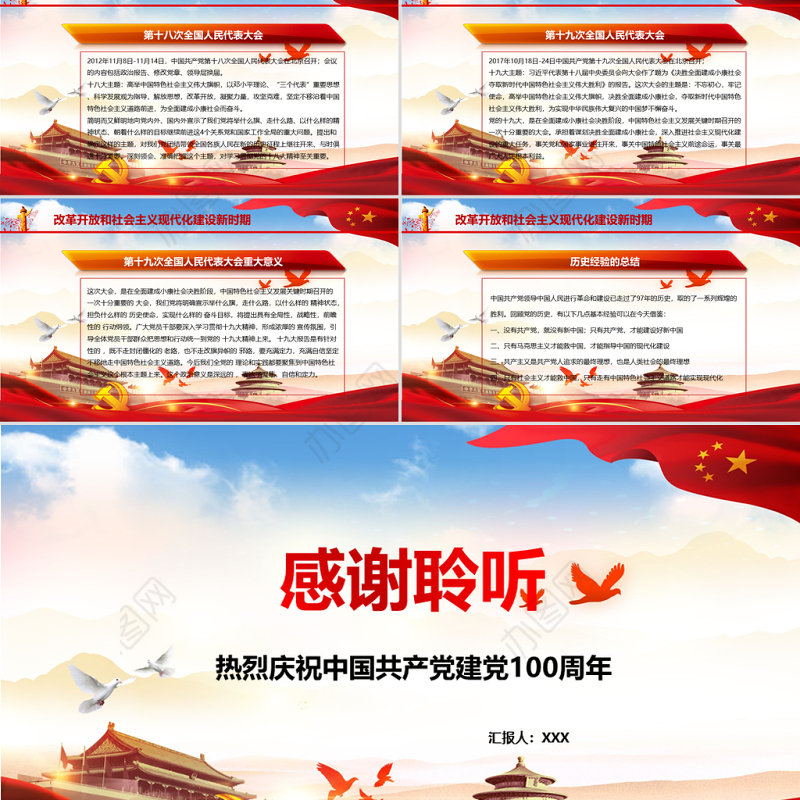 红的简约党政风党的光辉历程热烈庆祝中国共产党成立一百周年PPT模板