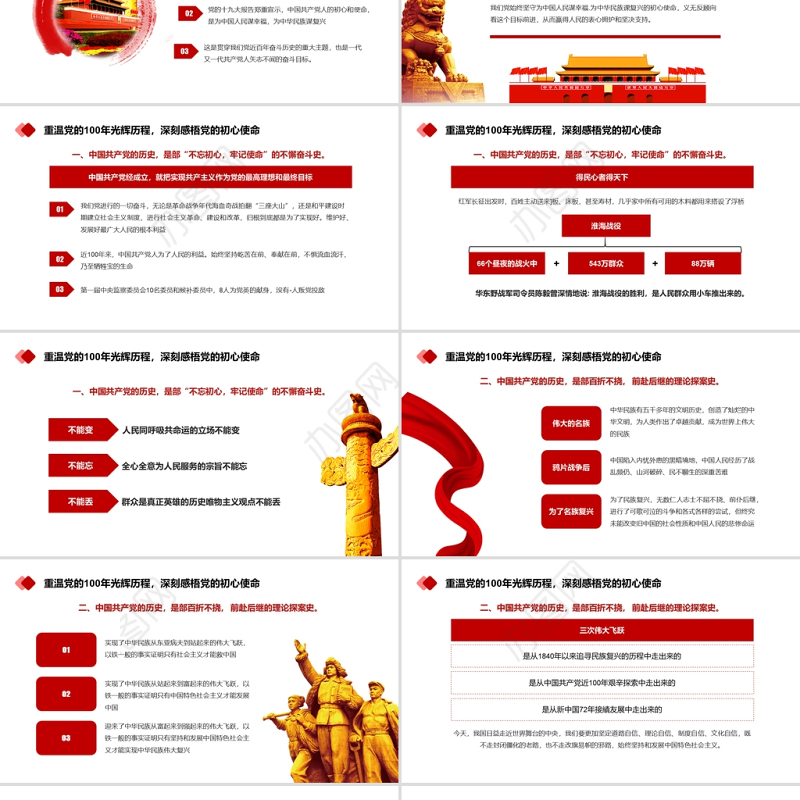 蓝色大气简约党政风党的百年光辉建党百年PPT