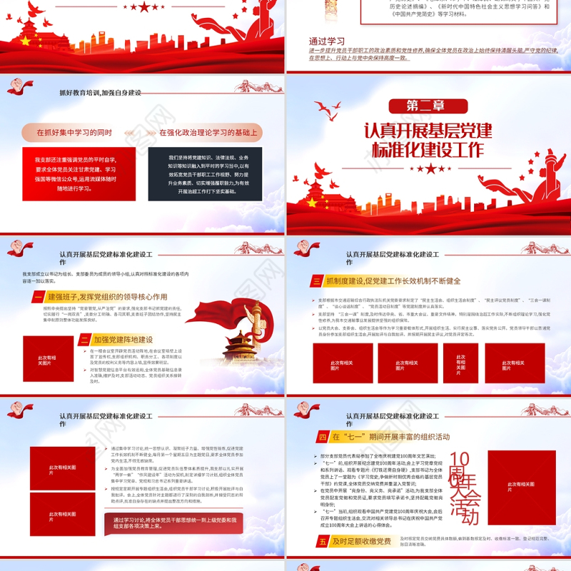 2021年党支部工作总结及2022党建工作计划PPT红色大气党员干部专题党课课件