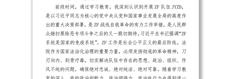 政法队伍教育整顿专题民主生活会（法院）