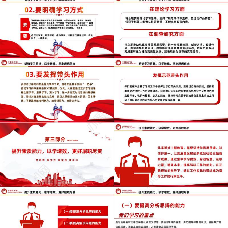 2023主题教育第一批总结暨第二批部署会议PPT党政风主题教育专题党课课件模板下载