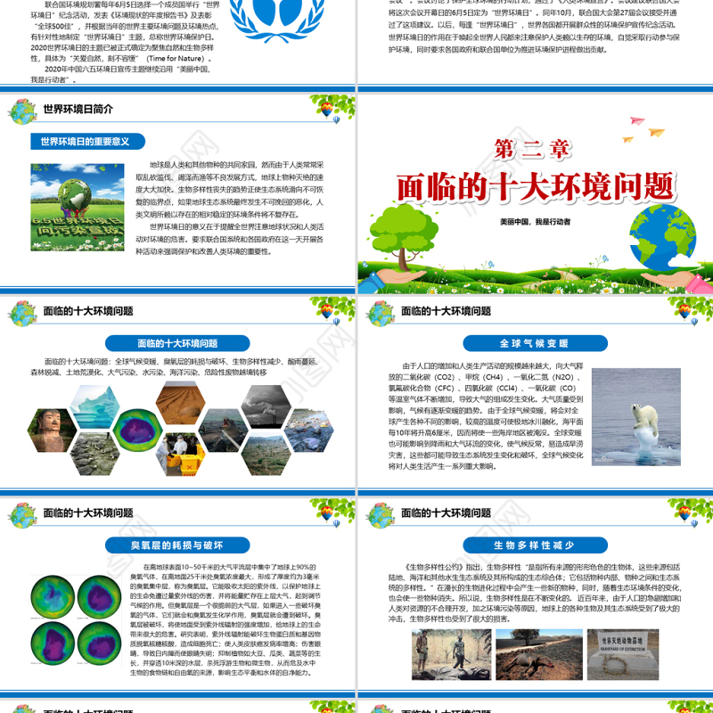 2022世界环境日PPT卡通风共建清洁美丽世界主题日课件模板