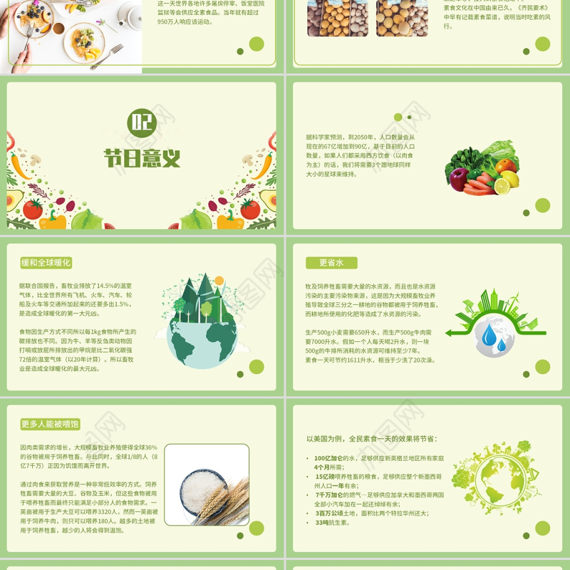 国际素食日PPT简约小清新素食日节日介绍通用模板