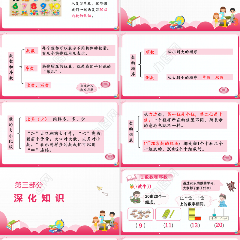 20以内数的认识人教版小学数学一年级上册总复习数与代数（一）