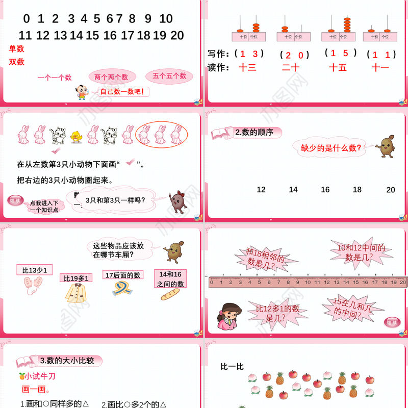 20以内数的认识人教版小学数学一年级上册总复习数与代数（一）