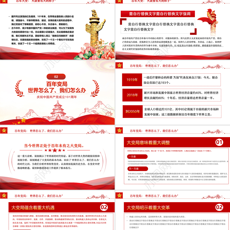 百年恰是风华正茂PPT红色党政风七一建党节热烈庆祝中国共产党成立101周年专题党课课件模板