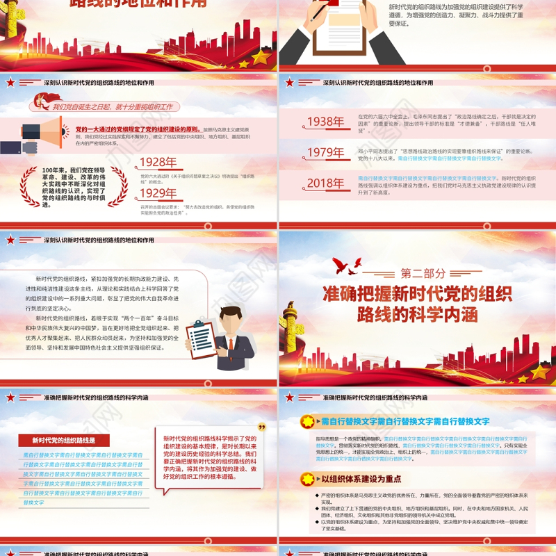 2021深刻认识把握新时代党的组织路线PPT红色大气党的组织建设党课课件下载