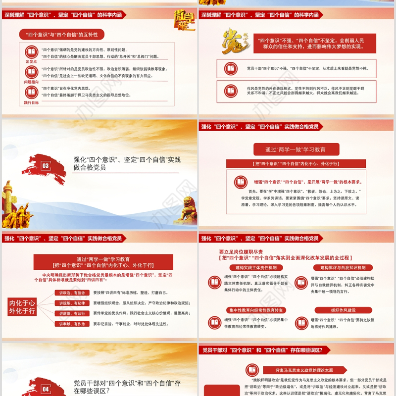 四个意识和四个自信党课PPT模板