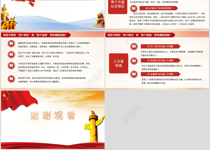 四个意识和四个自信党课PPT模板