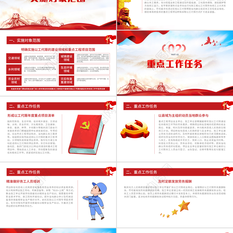 国家发改委关于在重点共产项目中大力实以工代赈促进当代群众就业增收工作方案的通知PPT课件模板