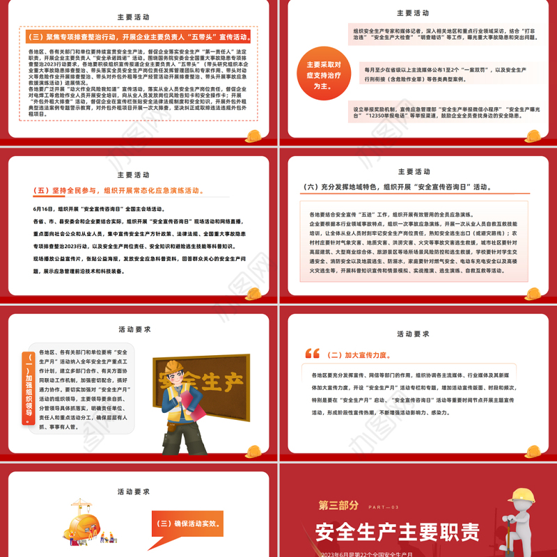2023人人讲安全个个会应急PPT橙红简约风全国安全生产月介绍课件模板