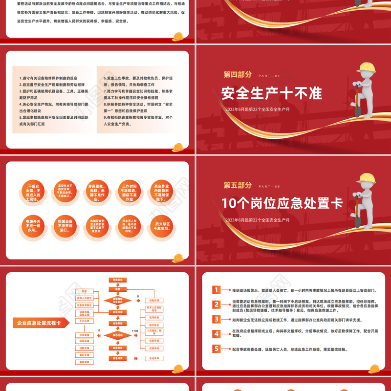 2023人人讲安全个个会应急PPT橙红简约风全国安全生产月介绍课件模板