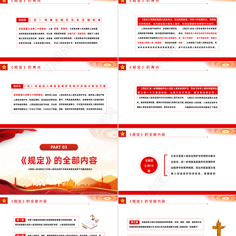 《人身安全令保护法》PPT红色党政风树立优良家风禁止家庭暴力专题课件模板