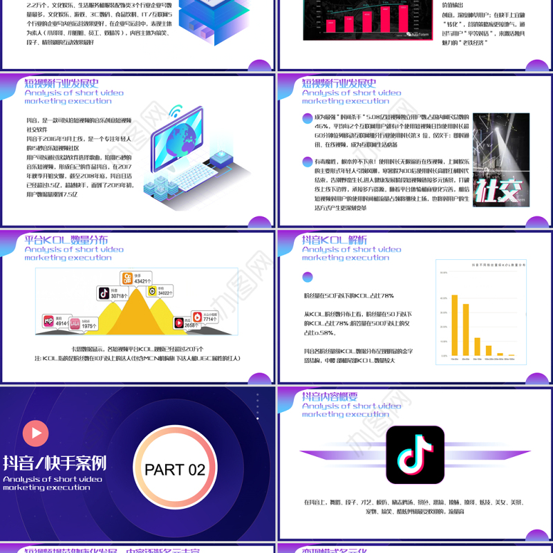 蓝色渐变短视频营销执行解析PPT