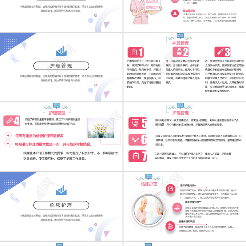 2022护士长年终工作总结PPT精品内容型医院护士天使风采主题课件模板