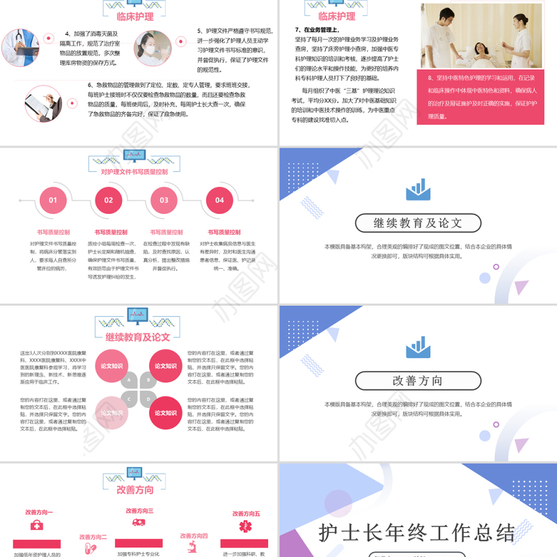 2022护士长年终工作总结PPT精品内容型医院护士天使风采主题课件模板