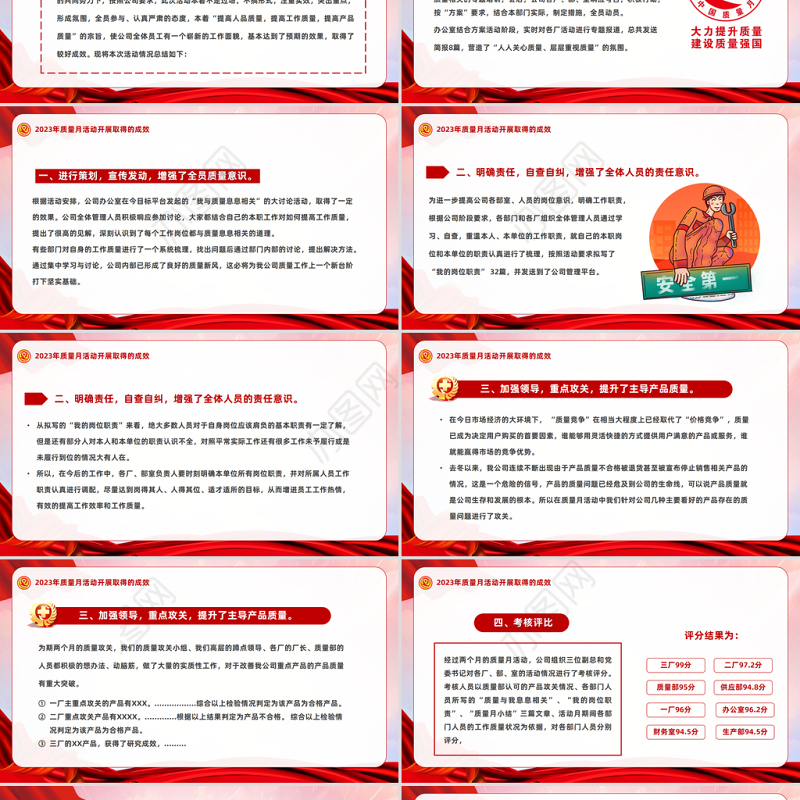 2023质量月活动总结PPT简约风质量安全月主题活动课件模板下载
