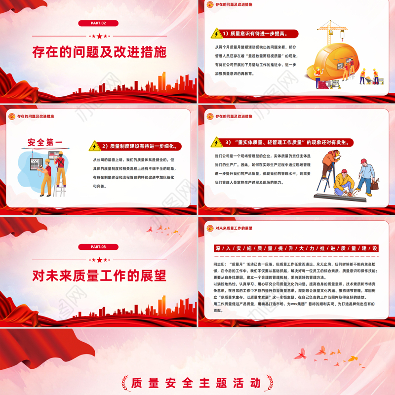 2023质量月活动总结PPT简约风质量安全月主题活动课件模板下载