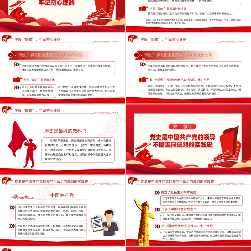 2021学好四史践行使命PPT庆祝中国共产党成立100周年专题党课模板下载