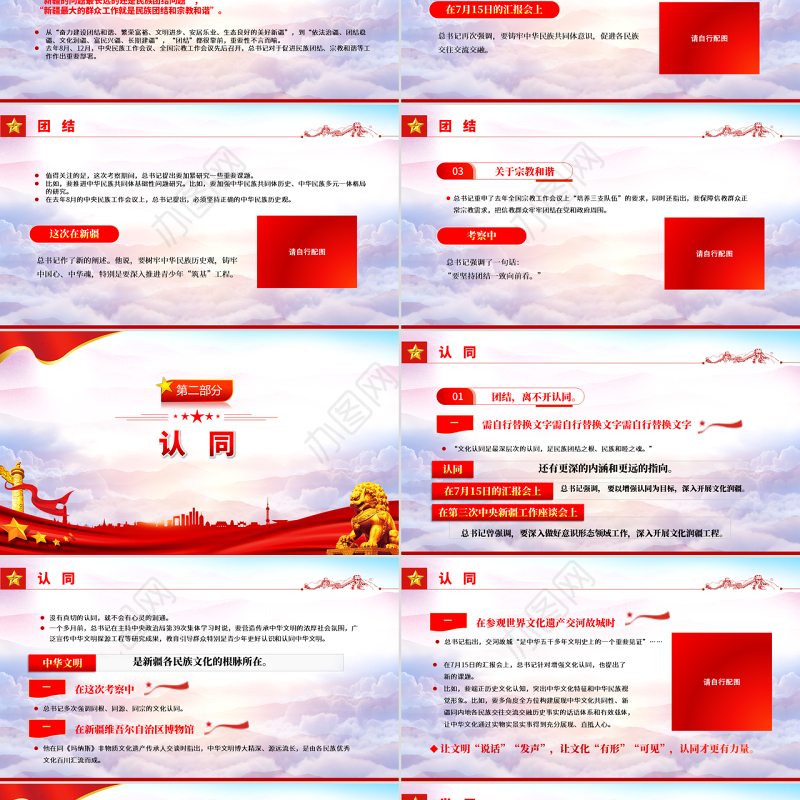 四个关键词看新疆之行PPT红色党政风2022新疆考察专题党课课件模板