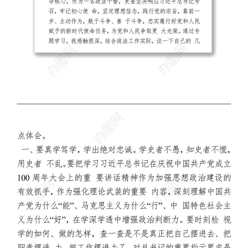 2021庆祝中国共产党成立100周年大会上的重要讲话研讨发言（公安)