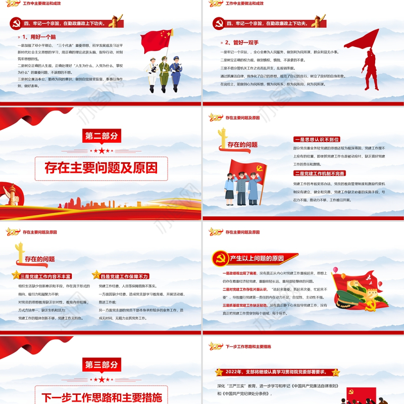 党支部述职报告PPT蓝色大气风2021年党支部工作总结汇报暨2022年党支部工作计划专题党课课件