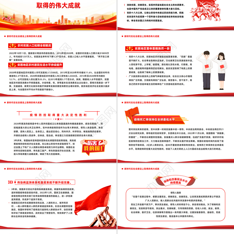 2023深刻理解新时代在社会主义建设上取得的伟大成就PPT大气精美风党员干部学习教育专题党课课件模板