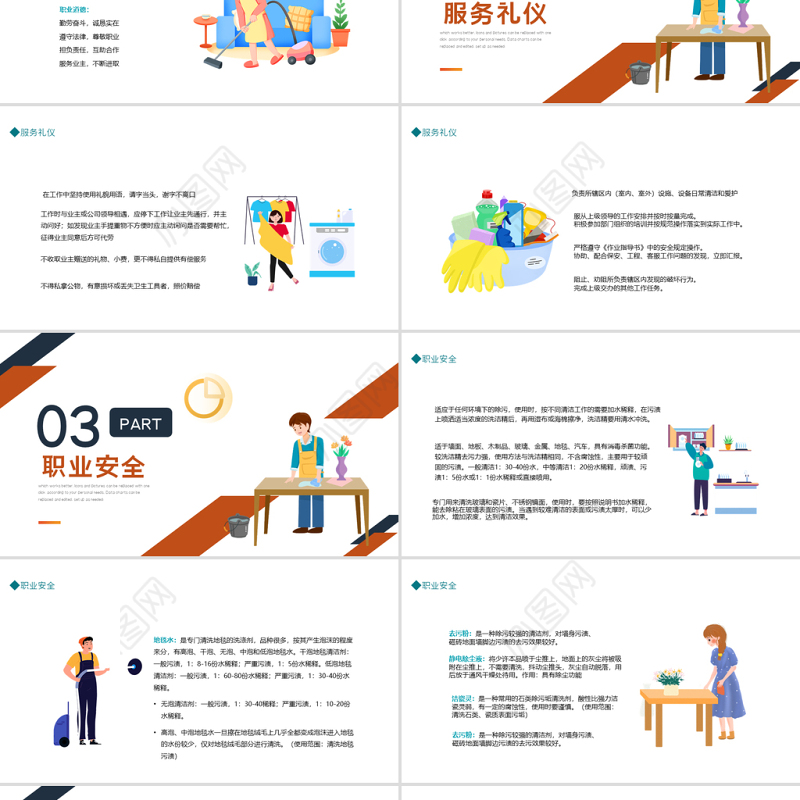 2022保洁实操培训PPT卡通风保洁实操培训课件模板