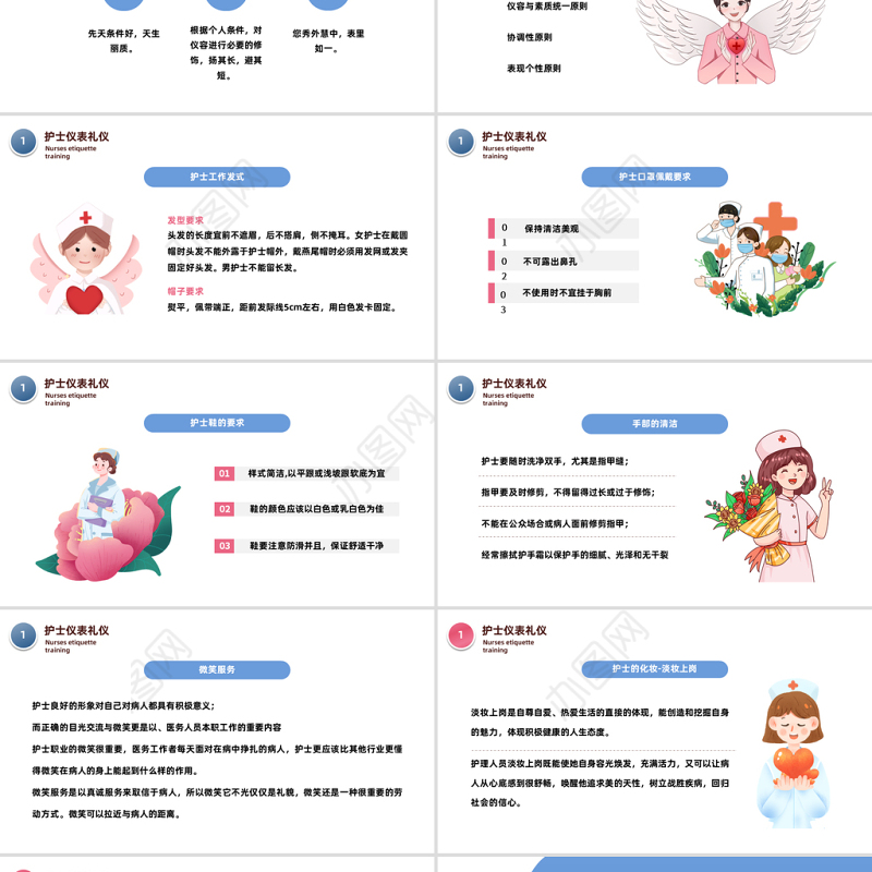 2023护士服务规范与礼仪培训PPT卡通医院护士服务规范与礼仪培训课件模板