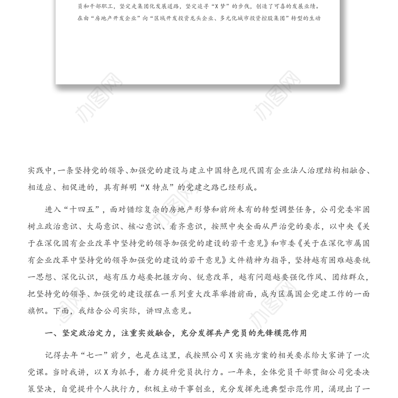 X集团公司党委书记在庆祝建党100周年大会上的党课报告