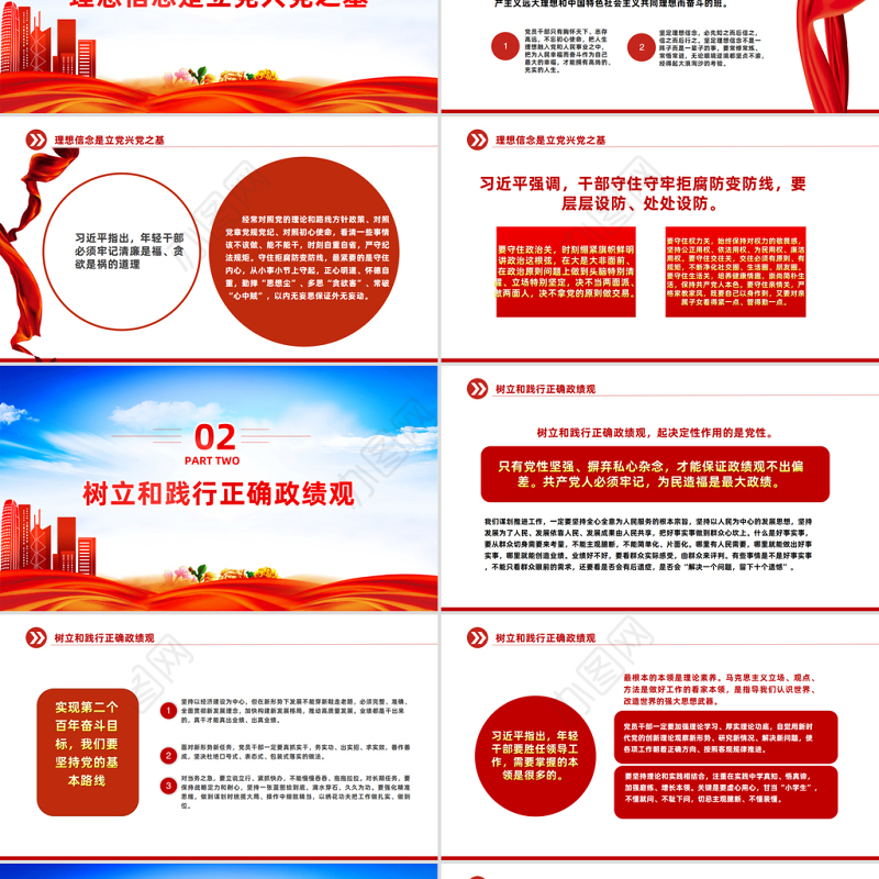 2023理想信念是立党兴党之基PPT红色党政风党员干部学习教育专题党课课件模板