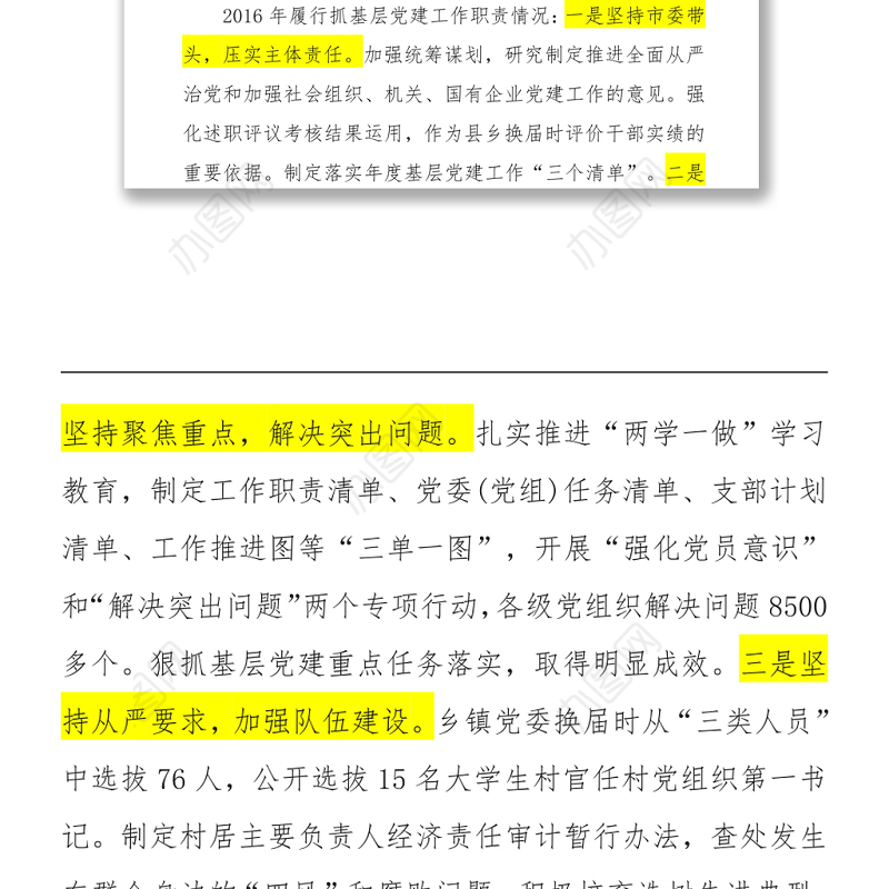 安徽省各市市委书记抓党建述职报告