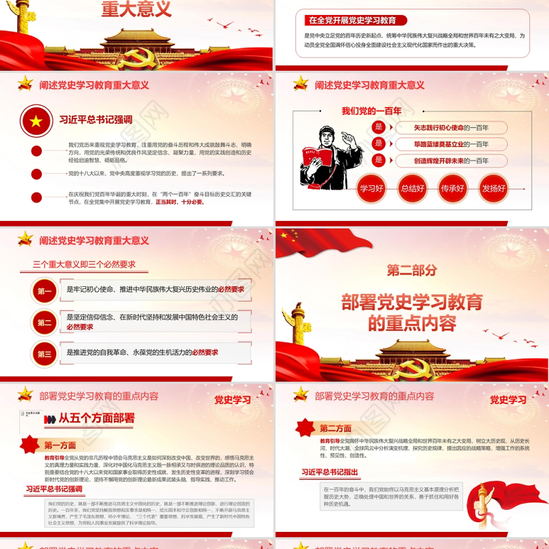 2021热烈庆祝中国共产党成立100周年PPT8090讲党史红色大气专题党课模板