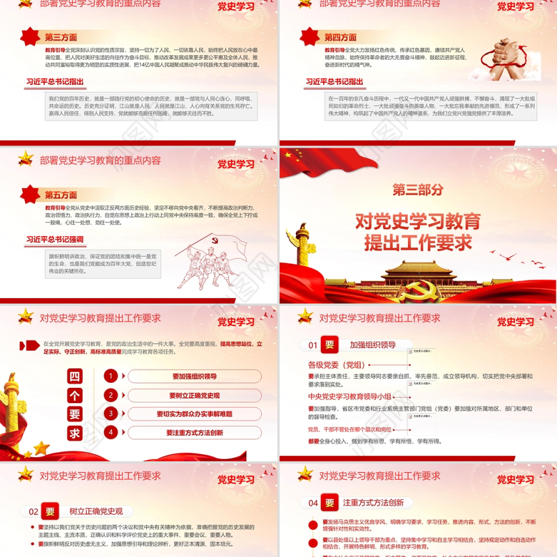 2021热烈庆祝中国共产党成立100周年PPT8090讲党史红色大气专题党课模板