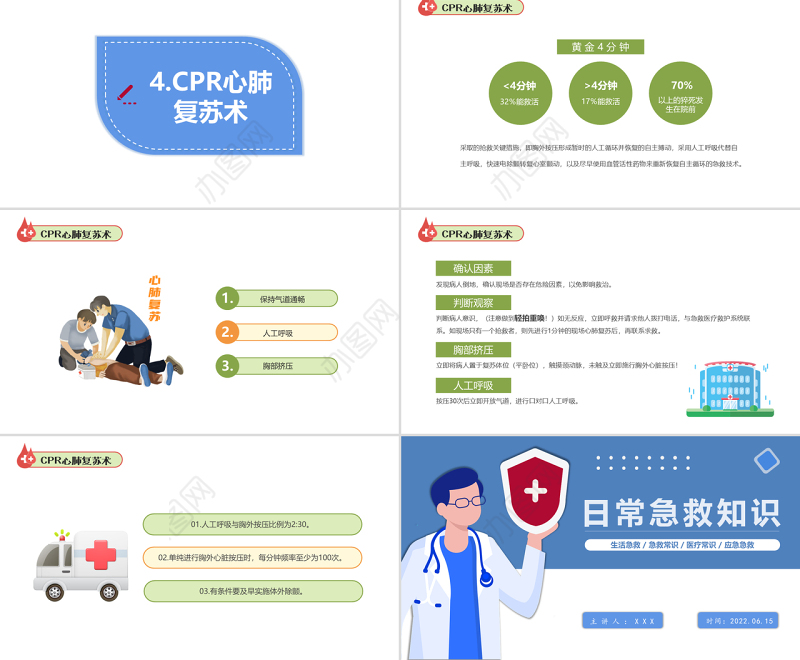 2022日常急救知识PPT卡通风中小学生日常生活急救小常识分享主题班会课件