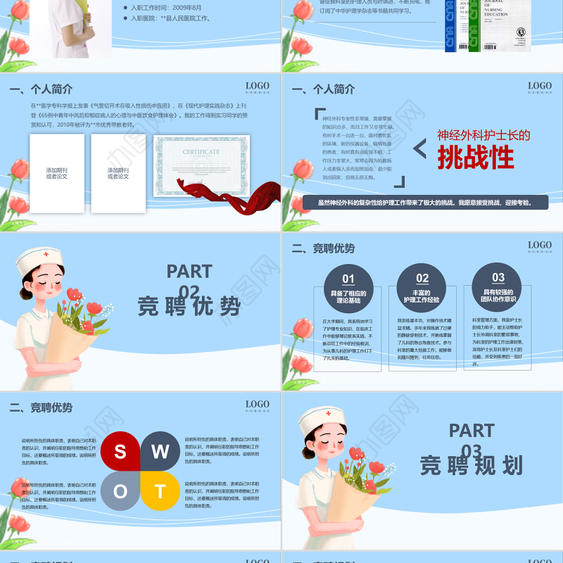 2022神经外科护士长岗位竞聘PPT时尚简约风护士长岗位竞聘课件模板