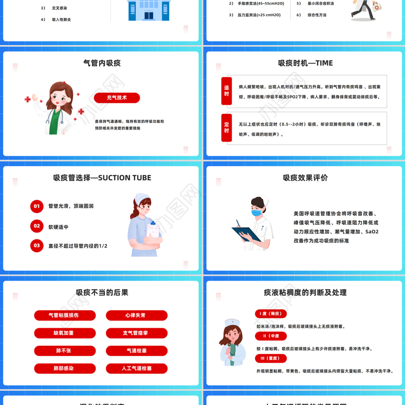 2023人工气道的护理PPT红色卡通风医院人工气道的护理培训课件模板