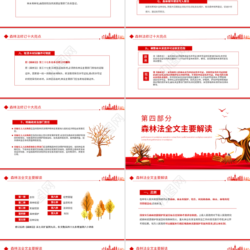严格依法采伐手续禁止乱砍滥伐林木PPT插画风学习解读《中华人民共和国森林法》专题课件模板