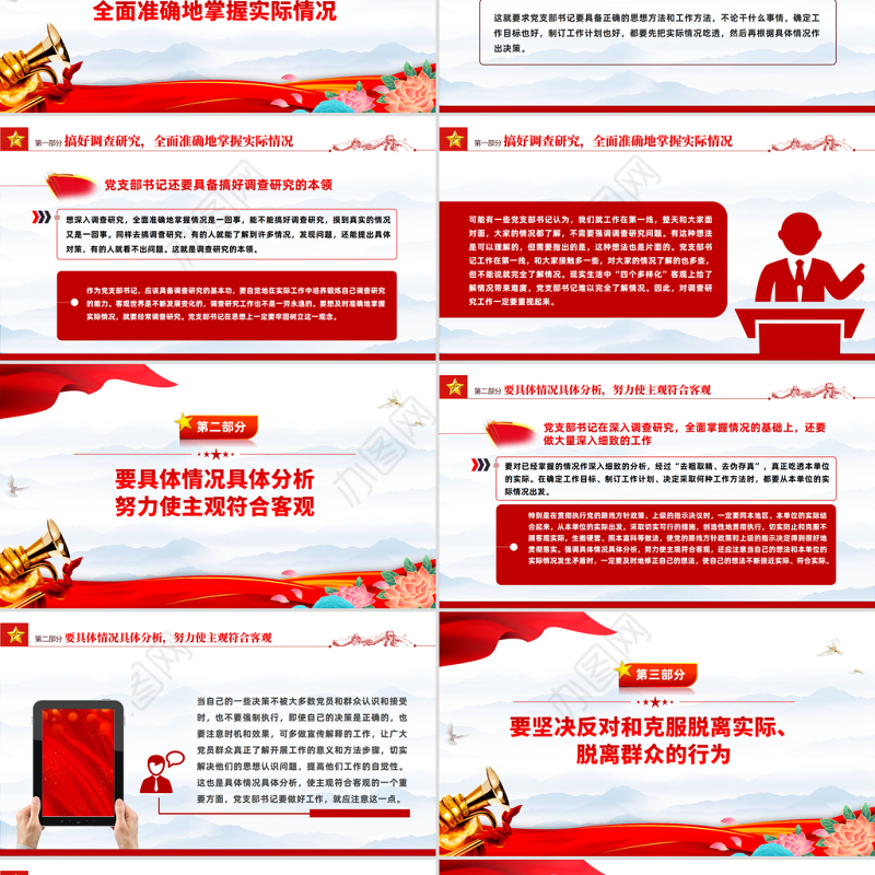 2023党支部书记工作方法PPT简洁实用搞好调查研究坚持一切从实际出发党员辅导党课课件