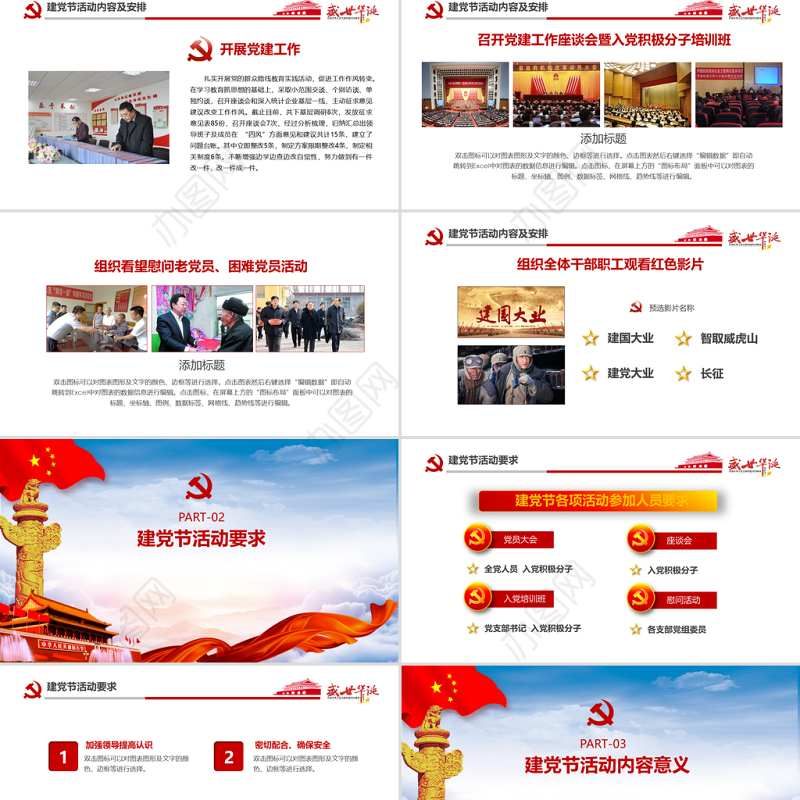 蓝色云海党政风建党成立100周年活动方案ppt