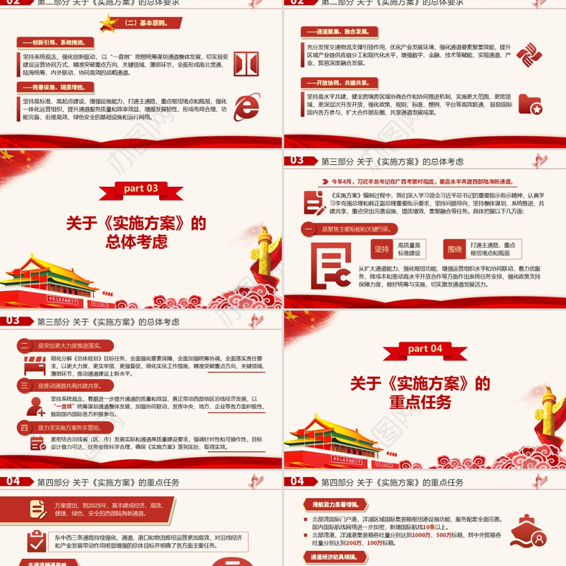 2021“十四五”推进西部陆海新通道高质量建设实施方案PPT大气简洁风构建通道融合开放发展新局党课模板