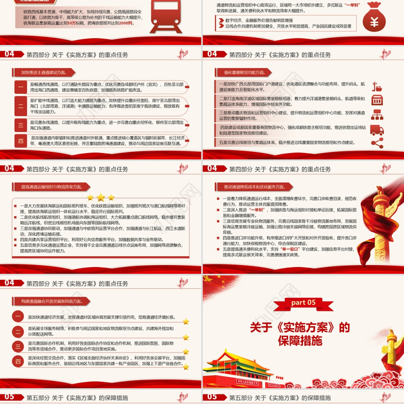 2021“十四五”推进西部陆海新通道高质量建设实施方案PPT大气简洁风构建通道融合开放发展新局党课模板