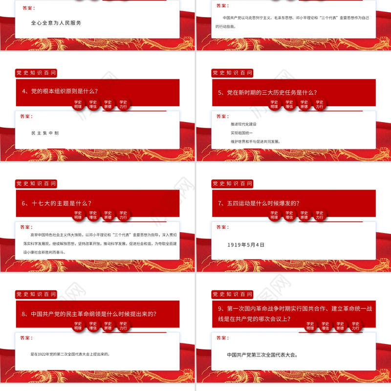 2021党史知识百问百答第一部分PPT建党100周年学党史知党情党建知识党课课件