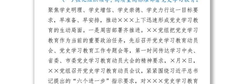 向党史学习教育领导小组巡回指导组工作开展情况的汇报