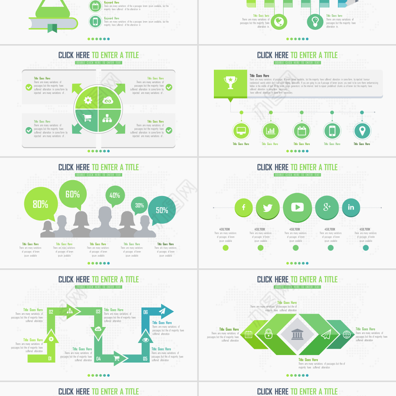 清新可视化年终总结PPT图表