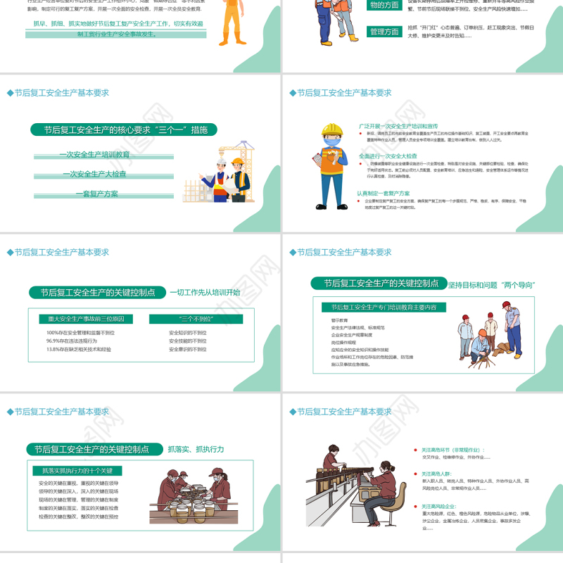 2022春暖已至复工起航PPT清新时尚风春节节后复工安全生产培训专题课件模板下载