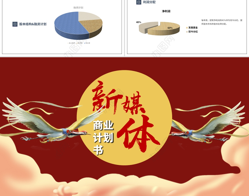 新媒体商业计划书PPT国潮风公司介绍产品推荐项目计划书模板下载